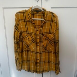 Sanctuary Mustard Yellow Plaid Button-Up Shirt